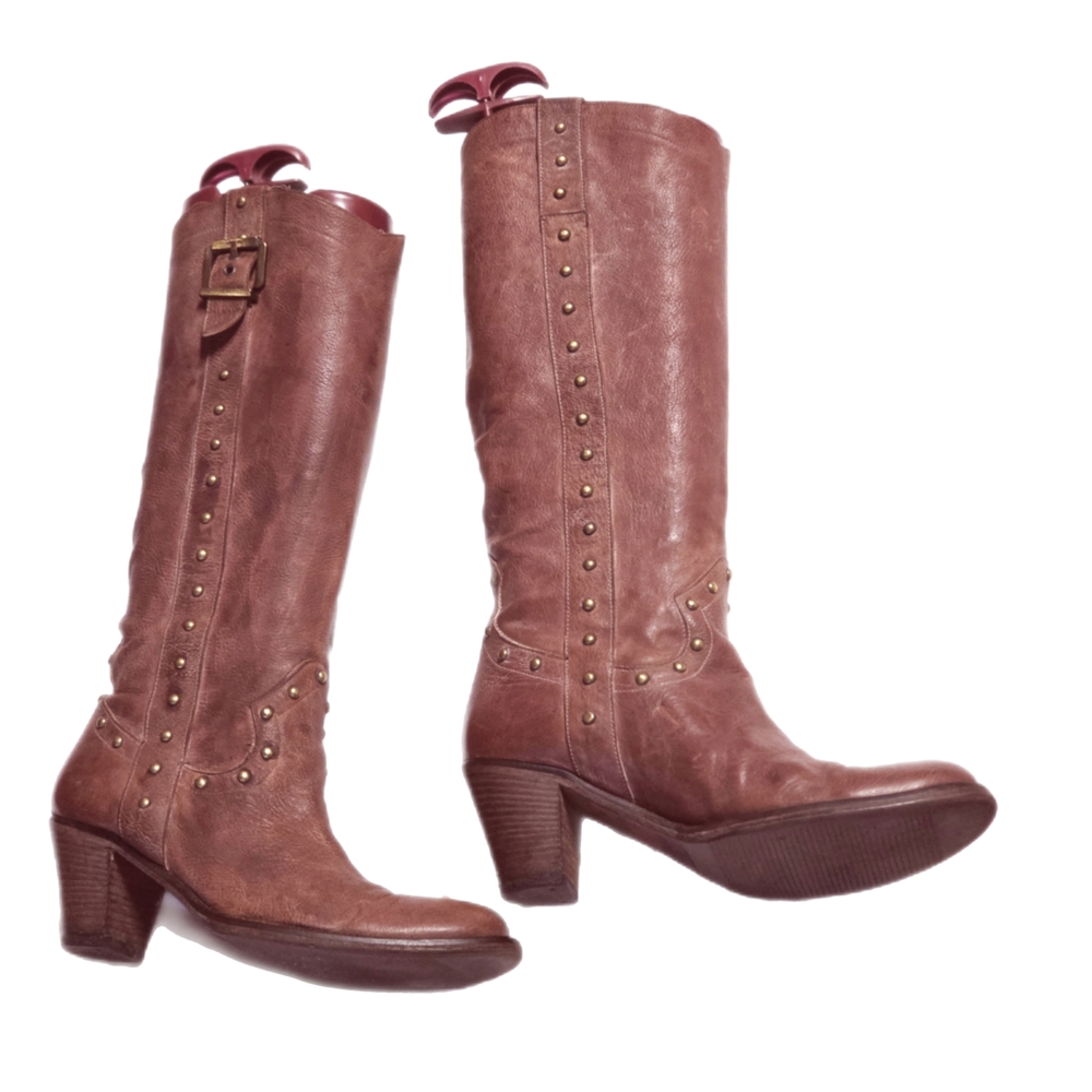 Midas Australia Distressed Brown Leather Studded  Cowboy Boots Size 38